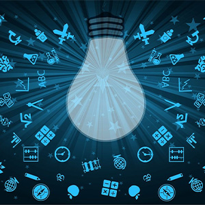 Glühlampe mit Wissensobjekte